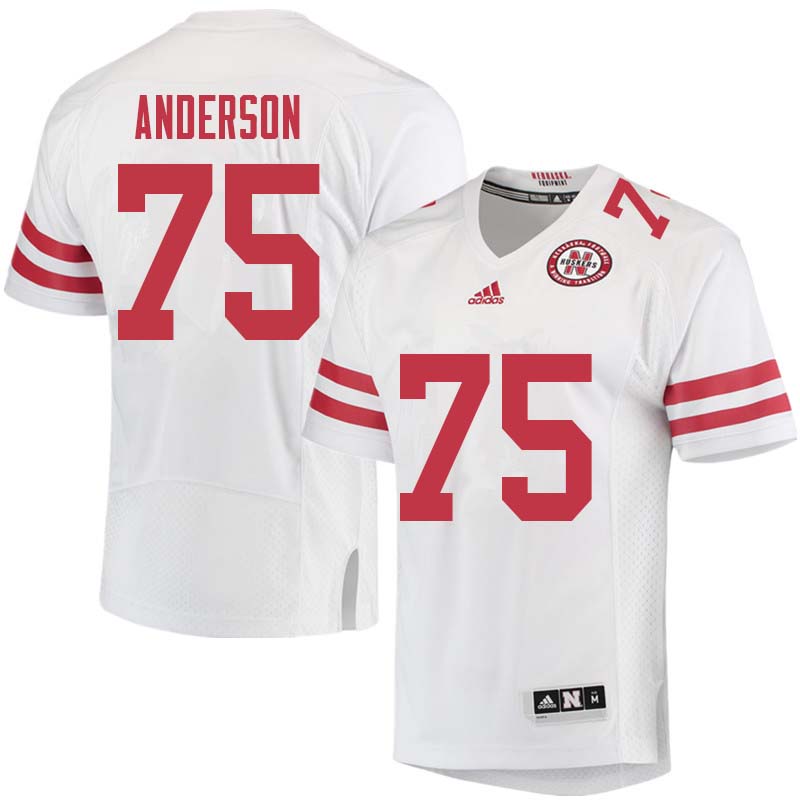 Men #75 Fyn Anderson Nebraska Cornhuskers College Football Jerseys Sale-White